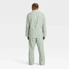 Men's Gingerbread Striped Flannel Long Sleeve Shirt and Pants Holiday Matching Family Pajama Set - Wondershop&trade; Cream