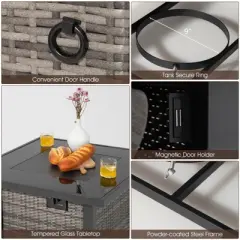 Tangkula 9 Pieces Furniture Set w/ 50,000 BTU Propane Fire Pit Table Patio Gray
