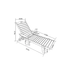 Gulches Lounge Chair Outdoor with Wood Texture, HDPE, Patio Lounge Chair with Wheels & Cup, 5 Positions, Holder for Pool, Deck, Poolside,Oversiz Black