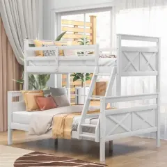 Twin over Full Bunk Bed with ladder and Safety Guardrail-ModernLuxe