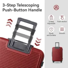 NAYSAYE Luggage ABS Hardshell Spinner Set with TSA Lock and Nested Design for Travel, Wine Red, 20.67"*11.61"*29.92"