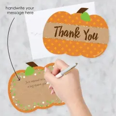 Big Dot of Happiness Pumpkin Patch - Shaped Thank You Cards - Fall, Halloween or Thanksgiving Party Thank You Note Cards with Envelopes - Set of 12