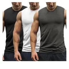 COOFANDY Men's 3 Pack Workout Tank Tops Gym Muscle Tee Bodybuilding Fitness Sleeveless T Shirts S-XXXL