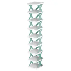 NewHome "9-Tier Vertical Shoe Rack: Space-Saving Free-Standing Organizer for Narrow Entryways and Closets" White