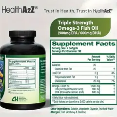 HealthA2Z - Fish Oil 900 mg EPA 600 mg DHA Softgels - 180 Count