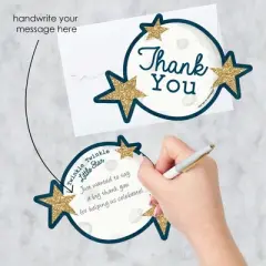 Big Dot of Happiness Twinkle Twinkle Little Star - Shaped Thank You Cards - Baby Shower or Birthday Party Thank You Cards with Envelopes - Set of 12