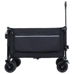 DSVIMOY Foldable Garden Cart with Heavy-Duty Wheels & 480lbs Load Capacity, Portable Utility Wagon for Camping, Sports, Black, 37.4"*23.03"*38.98"