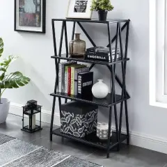 44.25" Werrin 4 Shelf Metal Display Bookshelf Black - miBasics