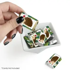 Big Dot of Happiness Forest Hedgehogs - Mini Candy Bar Wrapper Stickers - Woodland Birthday Party or Baby Shower Small Favors - 40 Count