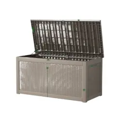 DSVIMOY Deck Boxes, 2-Piece 260 Gal Outdoor Storage Deck Box, Small Patio Storage Bin for Garden Tools, Brown, 57.87"*32.24"*33.66"