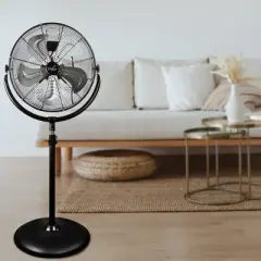 Vie Air 20 Inch Industrial 3 Speed Heavy Duty Powerful and Quiet Metal High Velocity 360 Degree Tilting Pedestal Drum Fan