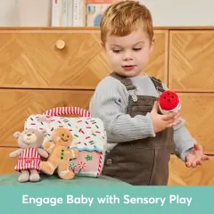 Baby GUND Play Soft Collection, My First Gingerbread House 5-Piece Playset with Rattle, Squeaker and Crinkle Plush Toys, 7.5&rdquo;