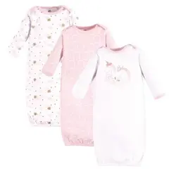 Yoga Sprout Baby Girl Cotton Long-Sleeve Gowns 3pk