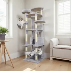 Multipet 78 in Cat Tree Tower with Large Condo, Sisal Scratching Post, Big Hammock and Top Platform