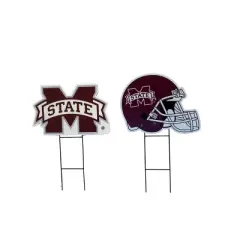 NCAA Mississippi State Bulldogs 2pk Logo and Helmet Garden Stake Set