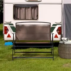 MOEPISY Folding Double Patio Bench With Backrest And Armrests