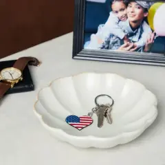 Juvale 24 Pack American Flag Metal Keychain, USA Heart Enamel Keychain, Party Favors Souvenir Gifts for 4th of July, 2 x 4 in