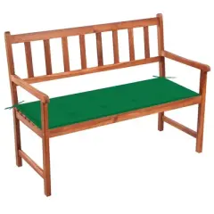 vidaXL Outdoor Patio Bench Wooden Garden Bench with Cushion Solid Wood Acacia - Green 47.2" x 19.7" x 1.6"