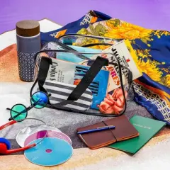 Zodaca Clear Stadium Approved Tote Bag, 11x4x7-Inch Transparent Plastic Bag with Zippers, Handles for Concerts, Sporting Events, Music Festivals