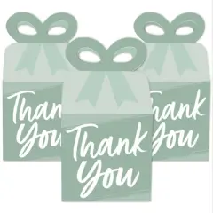 Big Dot of Happiness Sage Green Elegantly Simple - Square Favor Gift Boxes - Guest Party Favors Bow Boxes - Set of 12