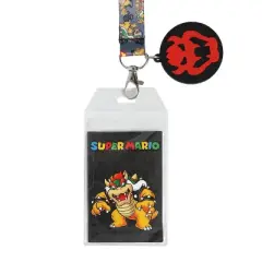 Super Mario Brothers Bowser Lanyard With Metal Charm And ID Sleeve