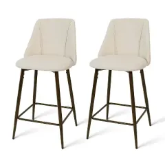 26" Chole Upholstered Counter Height stool Walnut Legs  (Set Of 2)-Maison Boucle