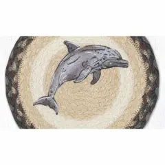 Earth Rugs Dolphin Printed Round Jute Trivet &ndash; 10" Rustic Table Protector