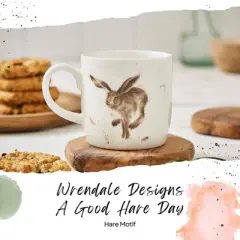 Royal Worcester Wrendale Designs 14oz Mug, Good Hare Day - Cottagecore Fine Bone China Mug for Animal Lovers - Dishwasher Safe, Ceramic Drinkware