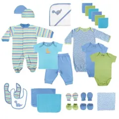 Luvable Friends Baby Boy Layette Gift Cube, Blue Dino, 0-6 Months