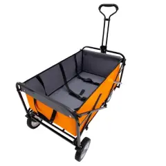 Collapsible Foldable Wagon Cart with strapping system Beach Wagon Utility Cart Utility Wagon Grocery Cart for Supports 360lbs