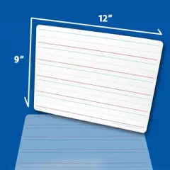 Flipside Products Red & Blue Ruled/Dry Erase Dual Sided Board + Pen + Student Eraser Set, 12 Sets