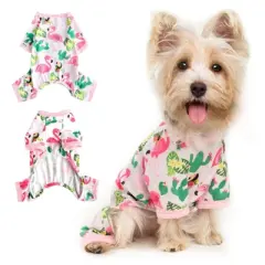 Paaaawaters Dog Jumpsuit Cute Animal Print Puppy Pajamas Soft Lightweight Post Surgery Recovery Pets Onesie