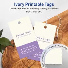 Avery Printable Rectangle Tags with Sure Feed Technology, 2" x 3-1/2", Matte Ivory Cardstock, Print-to-the-Edge, Laser/Inkjet, 80 Total