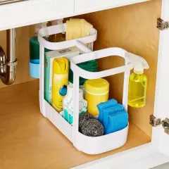 YouCopia Plastic SinkSuite Cleaning Caddy - Speckled White: Multi-Compartment Organizer for Under Sink Storage