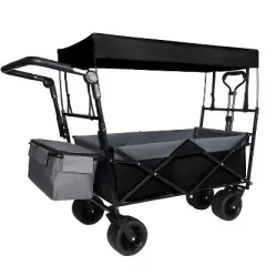 480Lbs Collapsible Wagon with Canopy, Wagon cart with 7" All-Terrain Wheels, Lightweight Foldable Wagon, Large Capacity for Camping, Shopping, Sports