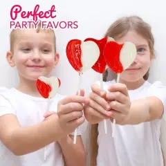 4E's Novelty 38 Pack Heart Shaped Lollipops Strawberry N Cream Flavored, Individually Wrapped Valentine's Day Candy