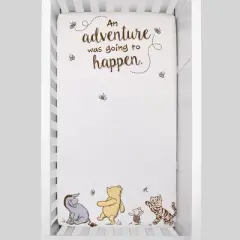 NoJo Disney Classic Pooh Hunny Fun with Piglet, Eeyore and Tigger White 100% Cotton Photo Op Nursery Fitted Crib Sheet