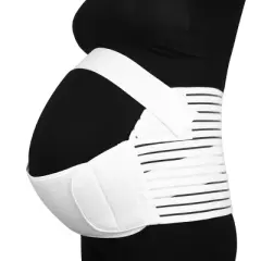 Unique Bargains Maternity Support Belt Pregnancy Waist Abdomen Belly Back Brace Band White