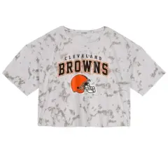 NFL Cleveland Browns Girls' Short Sleeve Tie-Dye Fashion Crop T-Shirt