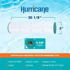 Hurricane 2 Pack HF4975-01 Advanced Pool and Spa Filter Cartridge Replacement for PRB75, Unicel C-4975, Filbur FC-2395, Rainbow RTL-75