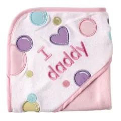 Luvable Friends Baby Girl Hooded Towel, Pink Dad, One Size