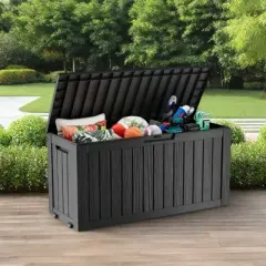 NAYSAYE Deck Box, 75 Gal Outdoor Storage Deck Box, Small Patio Storage Bin for Garden Tools, 46.06"*21.06"*21.65"