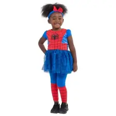Marvel Spider-Man Tulle Cosplay Dress Leggings and Headband 3 Piece Newborn to Little Kid