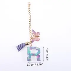 Unique Bargains Heart Sequin Letter R Butterfly Tassel Water Cup Pendant Purple 1 Pc