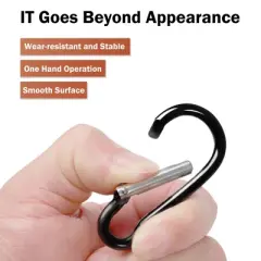 Unique Bargains Aluminum Hiking D-Ring Keychain Carabiner Hook Black 2.4" x 1.1" x 0.2" 8 Pcs