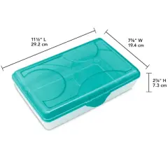 Sterilite School Supply Pencil Box - Blue: Plastic Desk Organizer, Molokai Blue Tint, Back to School, 11.5" x 7.625" x 2.875"
