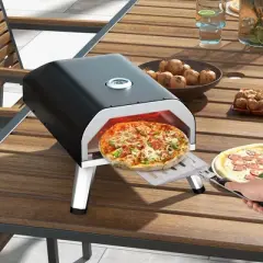 Costway Outdoor Gas Pizza Oven Portable Propane Pizza Stove with Oven Cover Pizza Stone