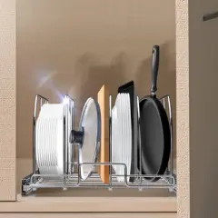 VEVOR Pan and Pot Rack, Expandable Pull Out Under Cabinet Organizer, Cookie Sheet Baking Pans tray Organization, Adjustable Wire Dividers