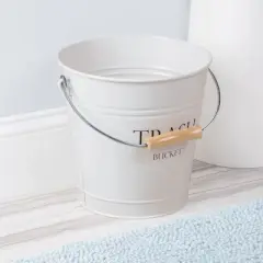 iDESIGN Pail Waste Can White: Desk Organizer & Office Supplies Holder, Wood & Steel, 10.5" Height, Width, Depth