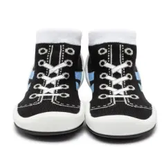 Komuello Toddler First Walk Sock Shoes - Runner Black